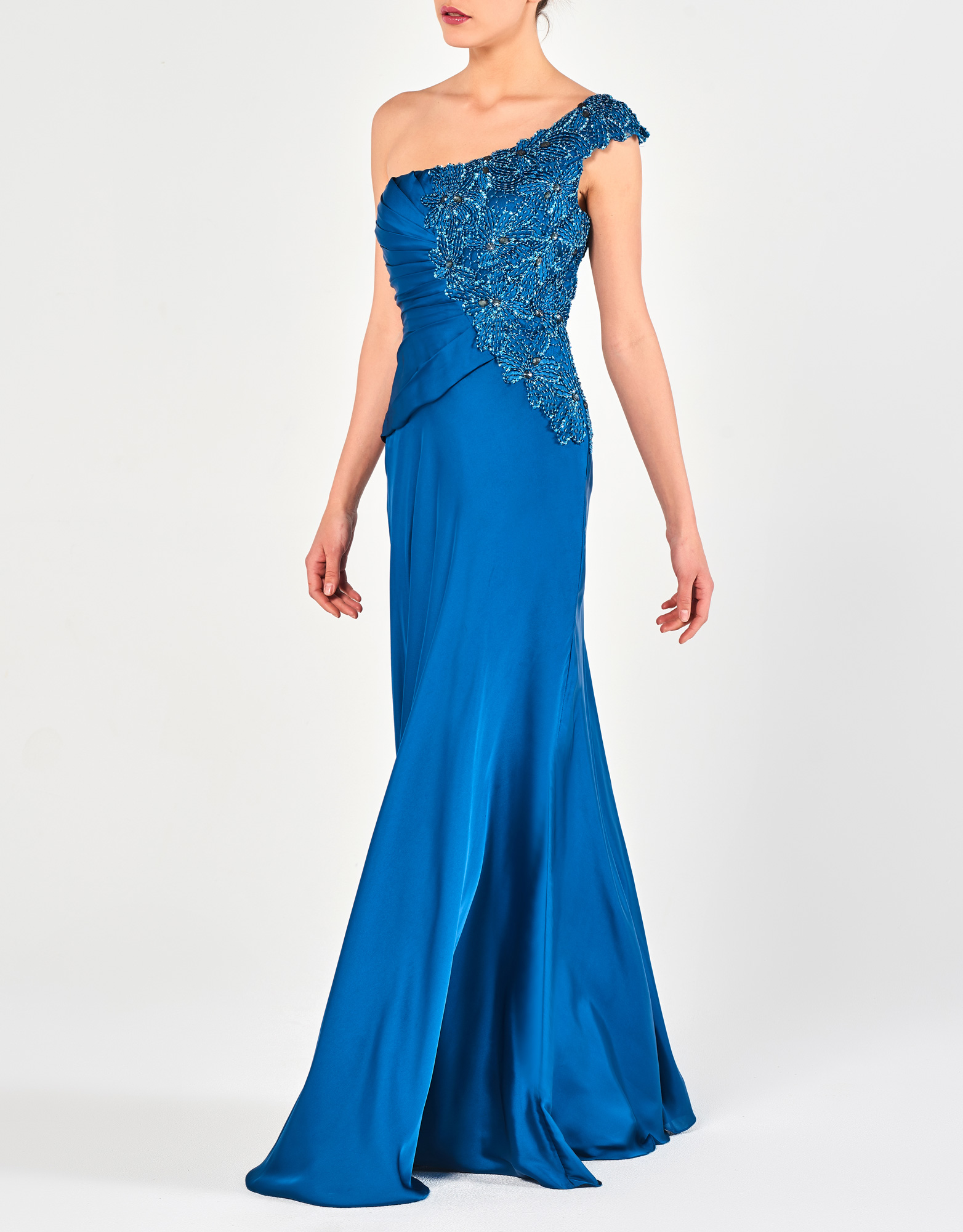 JUSTINE - Φόρεμα μακρύ βραδινό με έναν ώμο