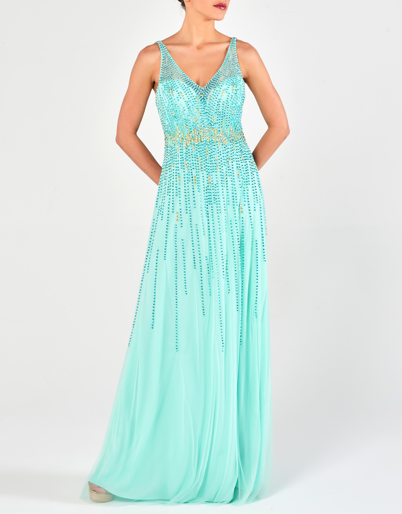 LUCILE - Φόρεμα μακρύ με κέντημα βραδινό