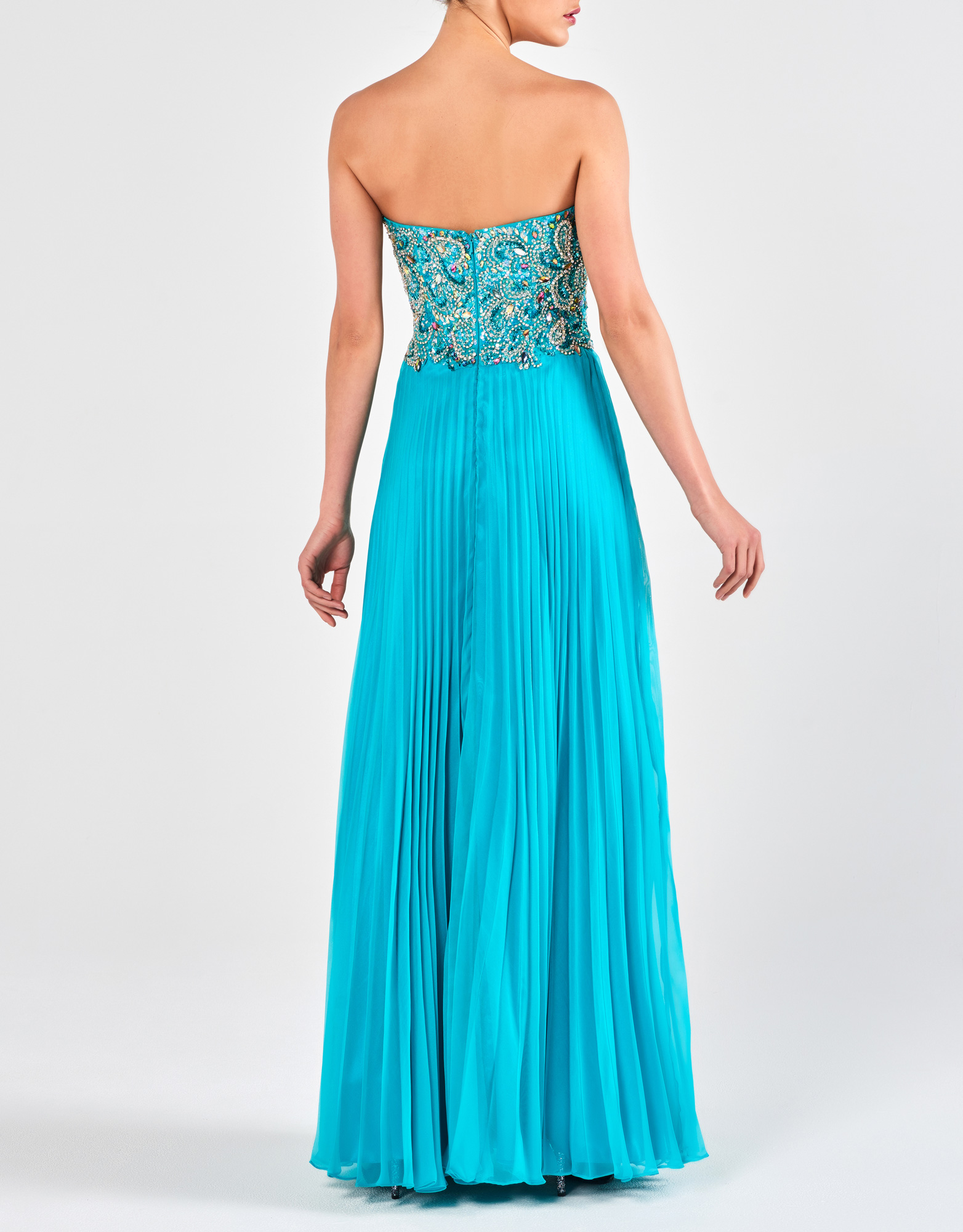 MARISA - Βραδινό φόρεμα μακρύ αέρινο πλισέ από απαλή μουσελίνα