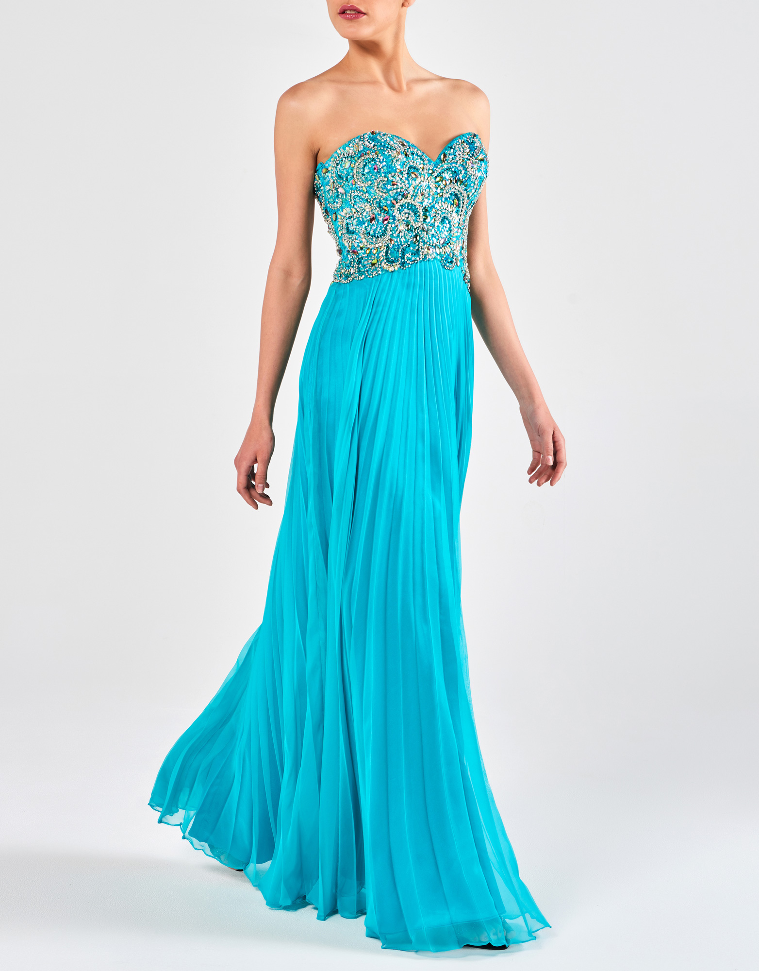 MARISA - Βραδινό φόρεμα μακρύ αέρινο πλισέ από απαλή μουσελίνα