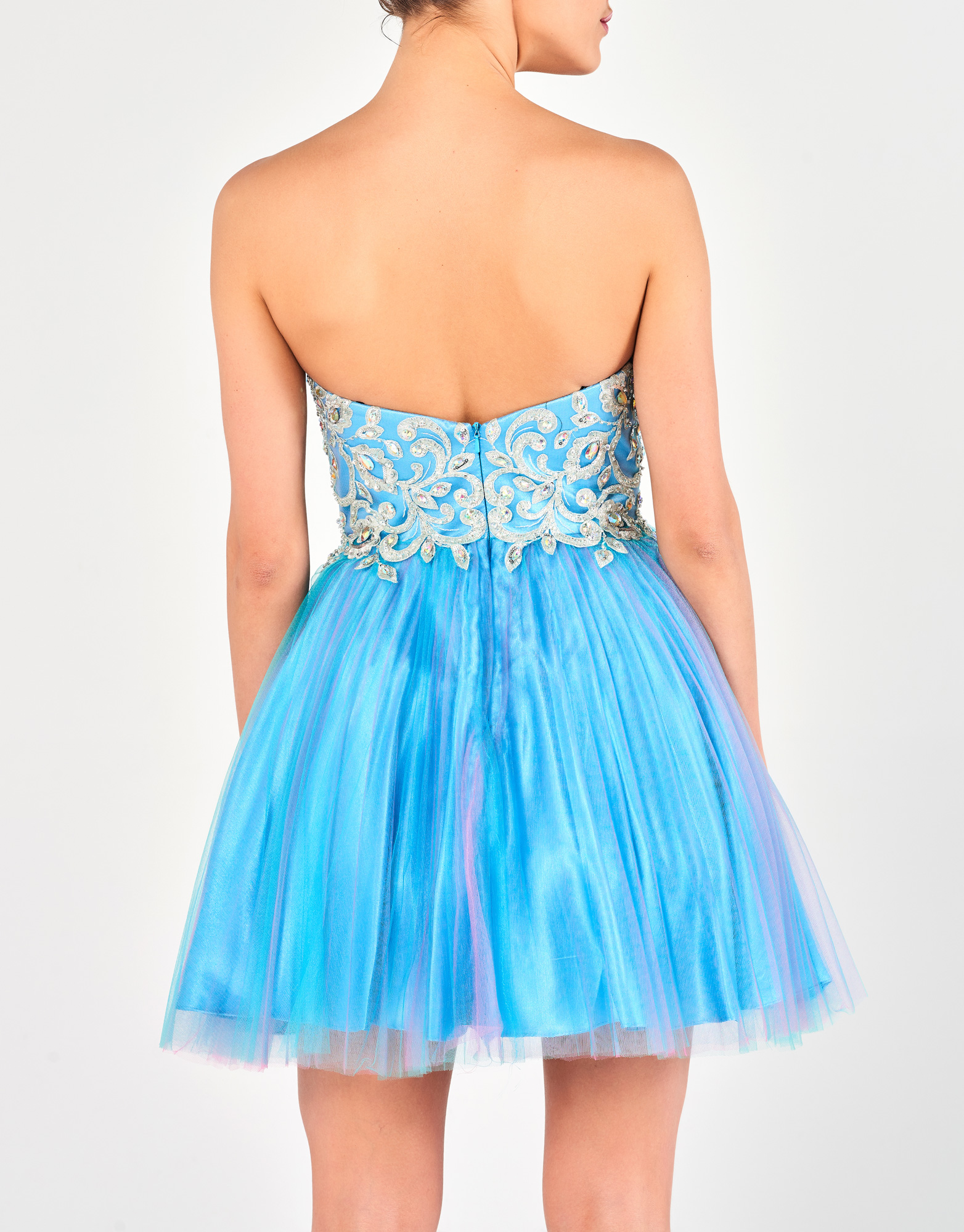 LAURIE - Φόρεμα κοντό στράπλες κοκτέιλ