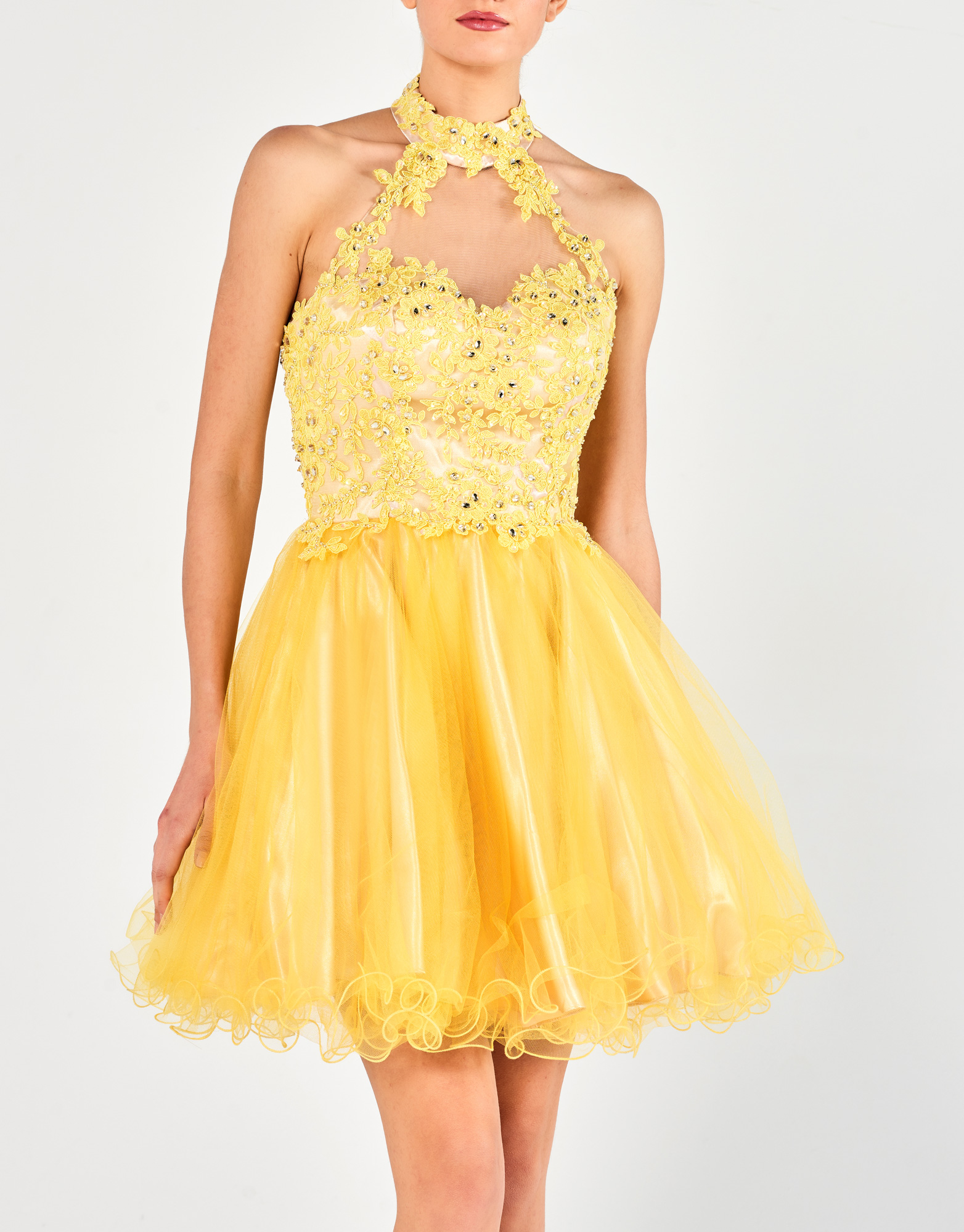 CINDY - Φόρεμα κοντό με δαντέλα κοκτέιλ